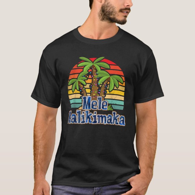 Camiseta Mele Kalikimaka Navidades hawaianos Vintage Palm T (Anverso)