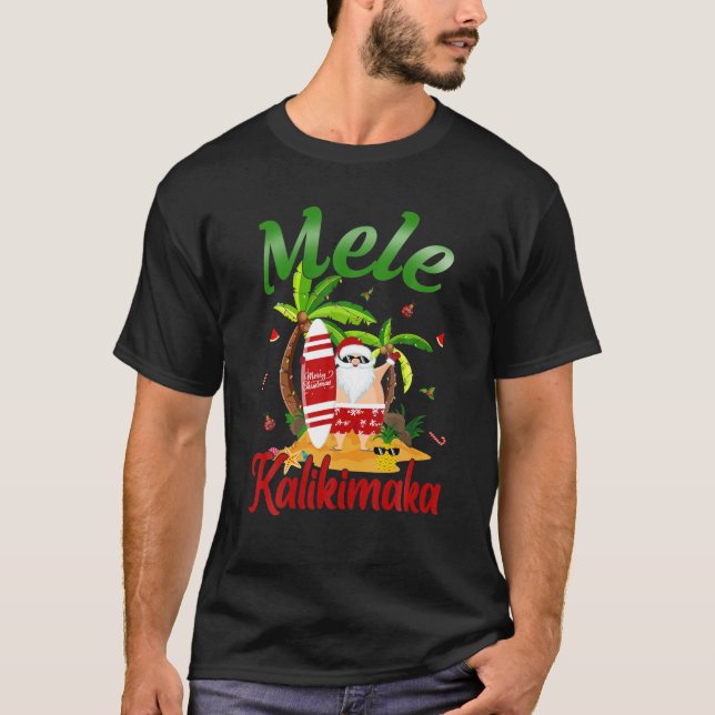 Camiseta Mele Kalikimaka Navidades Hawaii Surfing (Anverso)