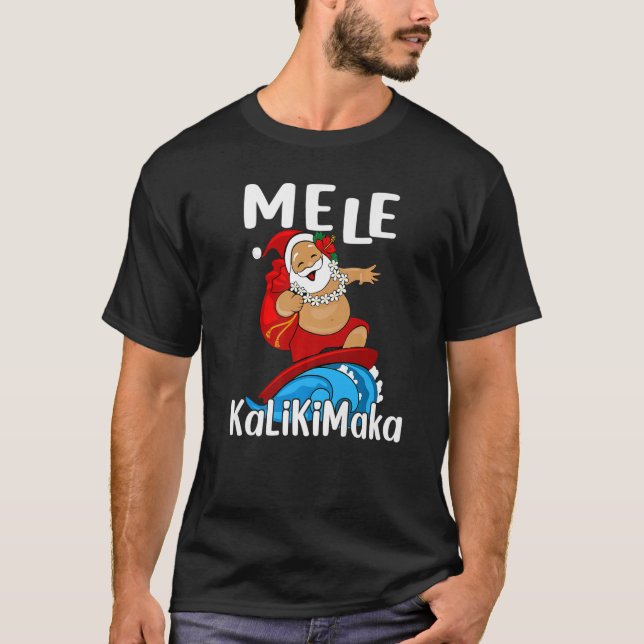 Camiseta Mele Kalikimaka Navidades Hawaii Surfing (Anverso)
