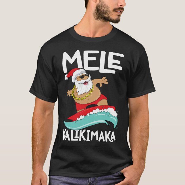 Camiseta Mele Kalikimaka Navidades Hawaii Surfing (Anverso)