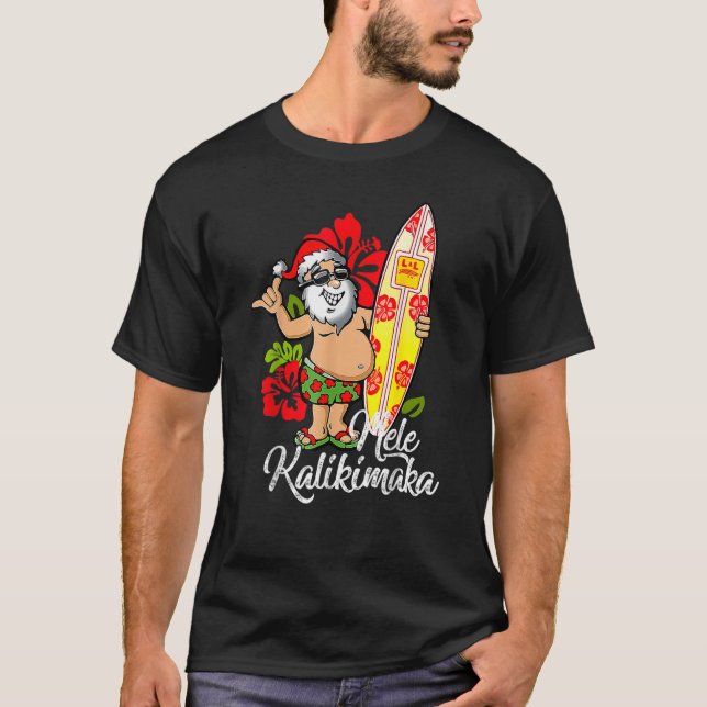 Camiseta Mele Kalikimaka Navidades Hawaii Surfing (Anverso)