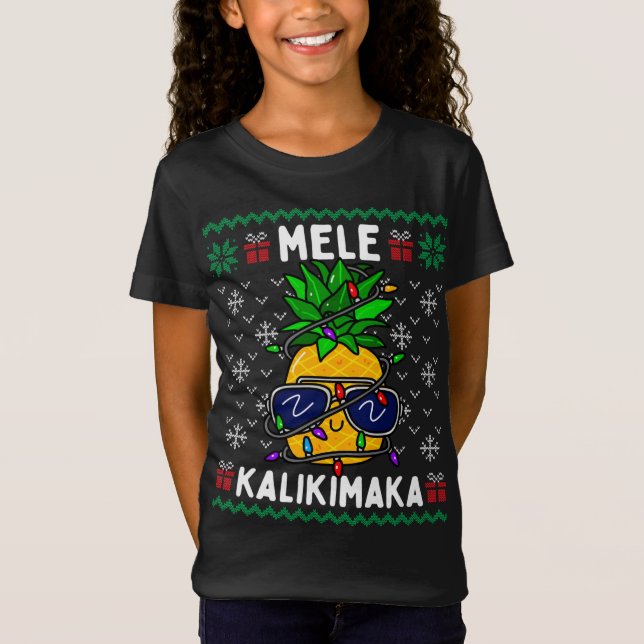 Camiseta Mele Kalikimaka Navidades piña Navidad hawaiana (Anverso)