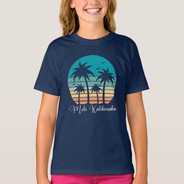Camiseta Mele Kalikimaka Navidades Tropical Sunset Niños (Anverso)