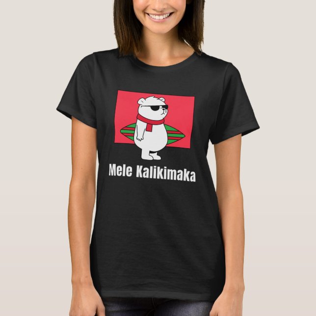 Camiseta Mele Kalikimaka Oso Polar de Surfing Hawaiano (Anverso)