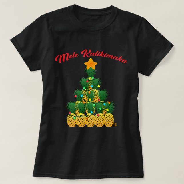 Camiseta Mele Kalikimaka Pineapple Christmas Tree (Diseño del anverso)