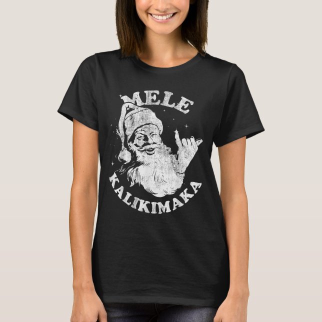 Camiseta Mele Kalikimaka Retro Hawaii Santa Aloha Christmas (Anverso)