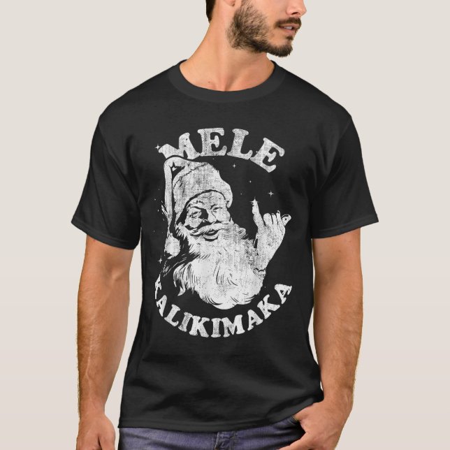 Camiseta Mele Kalikimaka Retro Hawaii Santa Aloha Christmas (Anverso)