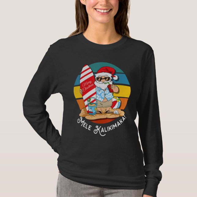 Camiseta Mele Kalikimaka Retro Navidades Hawaianos En Julio (Anverso)