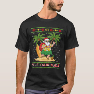 Camiseta Mele Kalikimaka Retro Santa Shaka Hawaii Ugly Chri