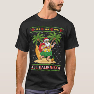 Camiseta Mele Kalikimaka Retro Santa Shaka Hawaii Ugly Chri