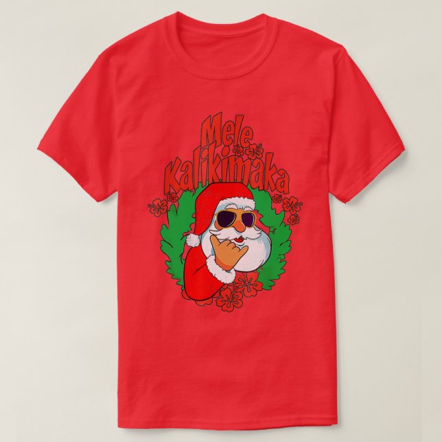 Camiseta Mele Kalikimaka Santa Christmas Pajamas Hawaii Xma (Diseño del anverso)