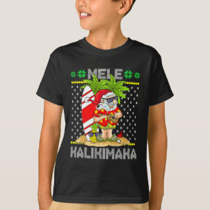 Camiseta Mele Kalikimaka Santa Claus Surfer Guitar Hawaiian