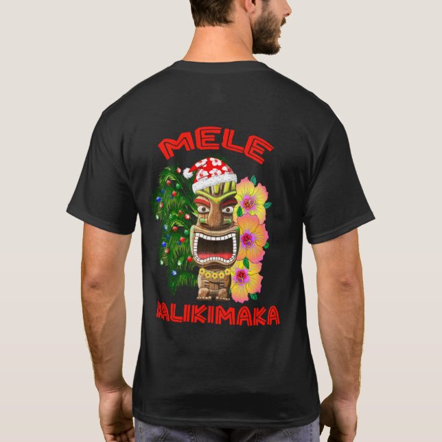 Camiseta Mele Kalikimaka Santa Claus Tiki (Reverso)