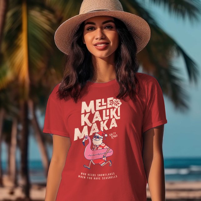 Camiseta Mele Kalikimaka Santa Flamingo Navidades Getaway T (Mele Kalikimaka Santa Flamingo Christmas Getaway T-Shirt)