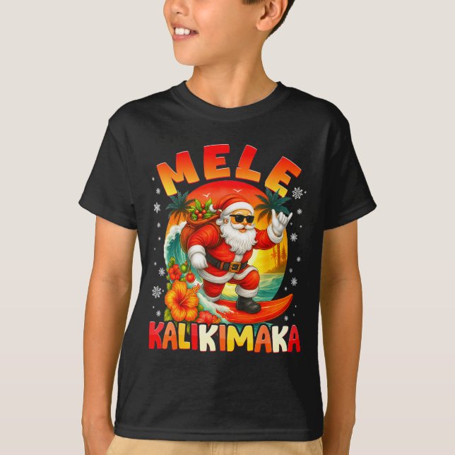 Camiseta Mele Kalikimaka Santa Rock On Hawaii Christmas Xma (Anverso)