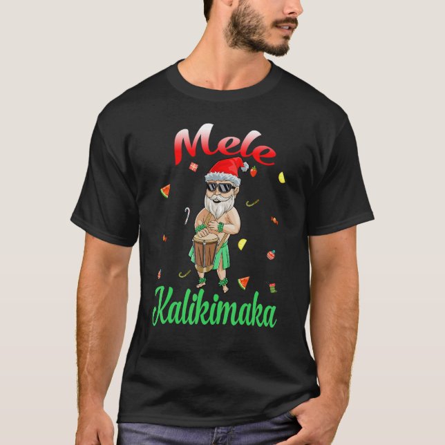 Camiseta Mele Kalikimaka Shaka Navidades hawaianos Santa (Anverso)