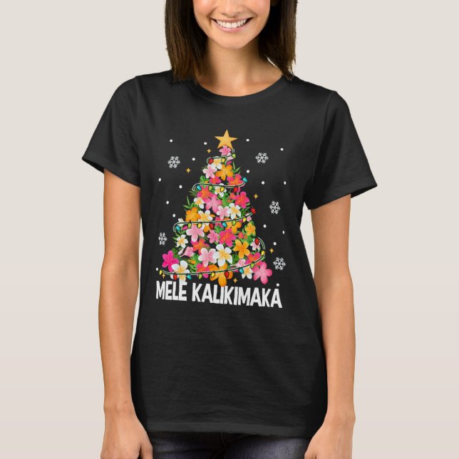 Camiseta Mele Kalikimaka Tro, Árbol de Navidad floral hawai (Anverso)