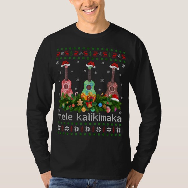 Camiseta Mele Kalikimaka Ukulele Guitar Gift Ugly Ukulele C (Anverso)