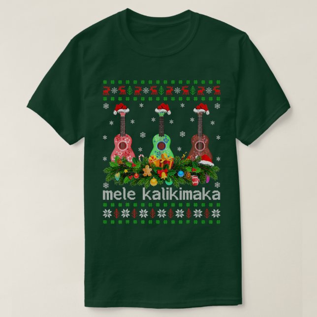 Camiseta Mele Kalikimaka Ukulele Guitar Gift Ugly Ukulele C (Diseño del anverso)