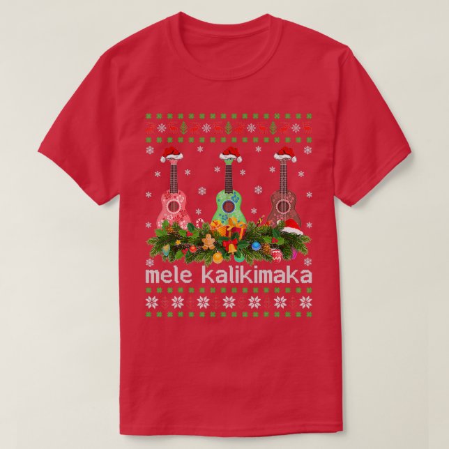 Camiseta Mele Kalikimaka Ukulele Guitar Ugly Ukulele Christ (Diseño del anverso)