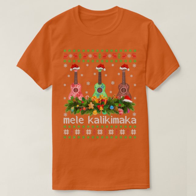 Camiseta Mele Kalikimaka Ukulele Guitar Ugly Ukulele Christ (Diseño del anverso)