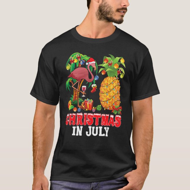 Camiseta Mele Kalikimaka Xmas En Julio Pineap De Santa Flam (Anverso)