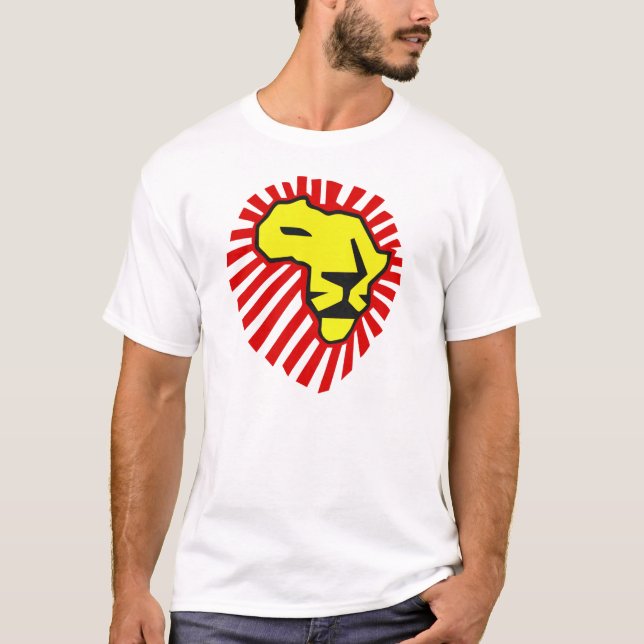 Camiseta Melena roja del león amarillo este vez para la (Anverso)