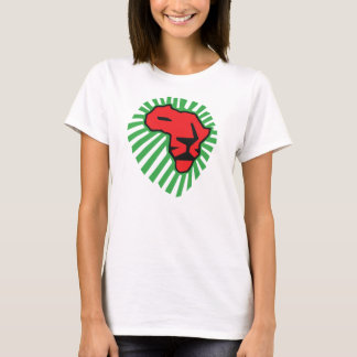 Camiseta Melena roja del verde del león este vez para la