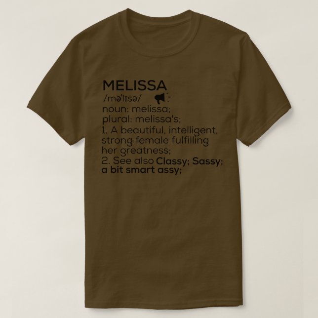 Camiseta Melissa Nombre Definición Melissa Nombre mujer (Diseño del anverso)