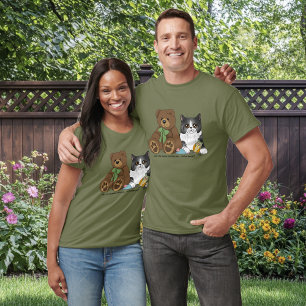 Camiseta Melocotón Caprichoso Oso de Peluche Gato Gris Dive