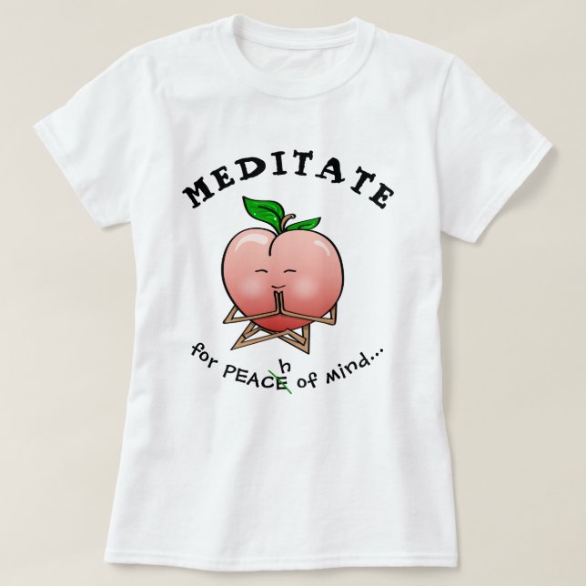 Camiseta Melocotón divertido de la meditación de las (Diseño del anverso)
