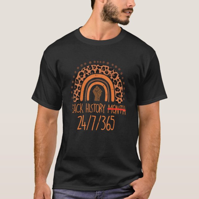 Camiseta Melocotón Leopardo Arcoíris Puño Historia Negra 24 (Anverso)