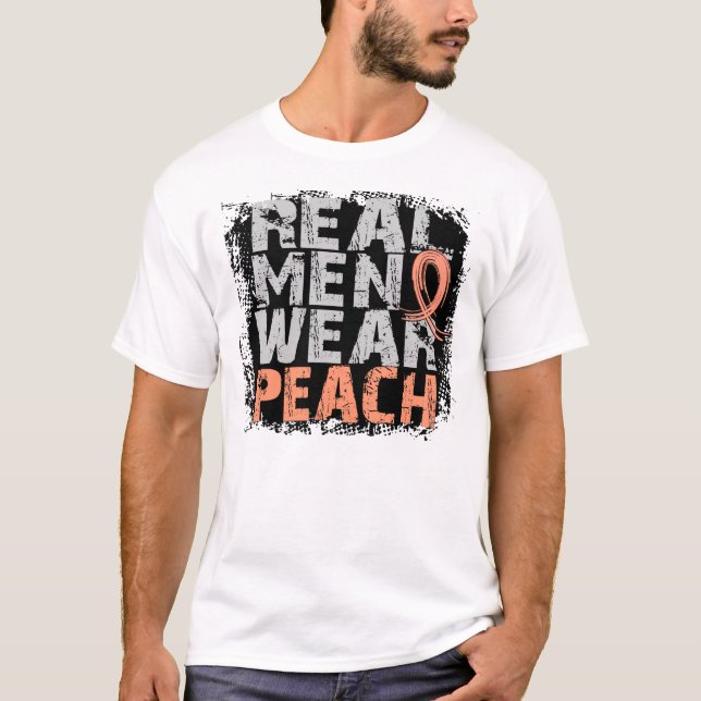 Camiseta Melocotón real del desgaste de hombres del cáncer (Anverso)