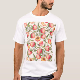 Camiseta Melocotones acuáticos, patrón floral sin fisuras.
