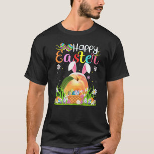 Camiseta Melocotones Fruta Bunny Huevos Caza Peaches Feliz