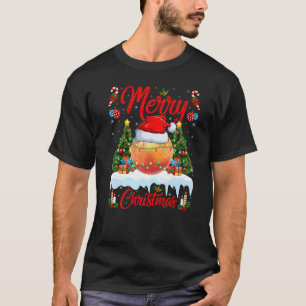 Camiseta Melocotones Fruta Luces de Navidad Árbol Santa Pea