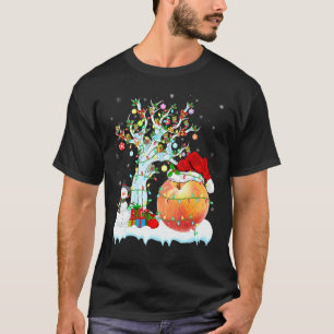 Camiseta Melocotones Fruta Xmas Árbol Encendiendo Cueros Sa