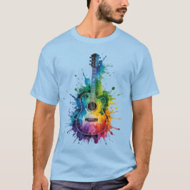 Camiseta Melodía colorida: Guitarra pintada sobre música vi