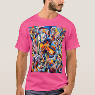 Camiseta Melodía cubista: Colorida expresión de violinista