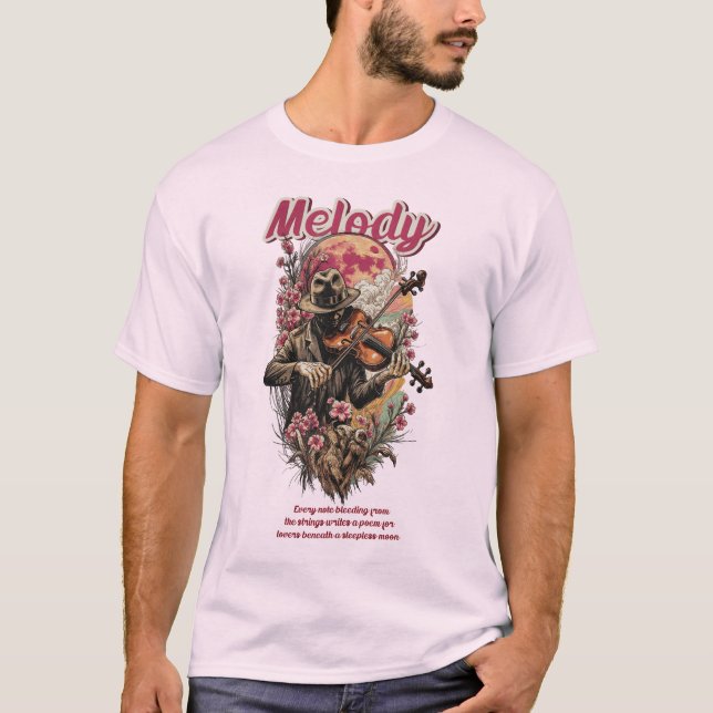 Camiseta Melodía del ser de violín artístico de la luna sin (Anverso)