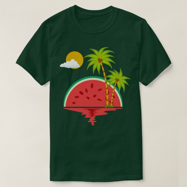 Camiseta Melón exótico Sunset Summer Palm Trem Fruit Waterm (Diseño del anverso)
