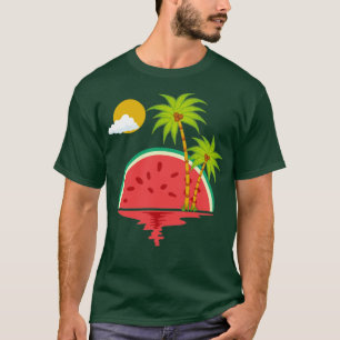 Camiseta Melón exótico Sunset Summer Palm Trem Fruit Waterm