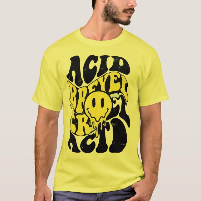 Camiseta Melting Acid Smiley Face Psychedelic Liquid Typogr (Anverso)