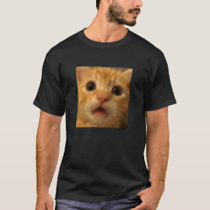 Camiseta Mem de foto borrosa de gatito naranja sorprendido 