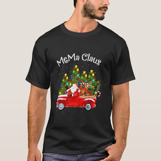 Camiseta Mema Claus Car Santa Reindeer Árbol de Navidad (Anverso)