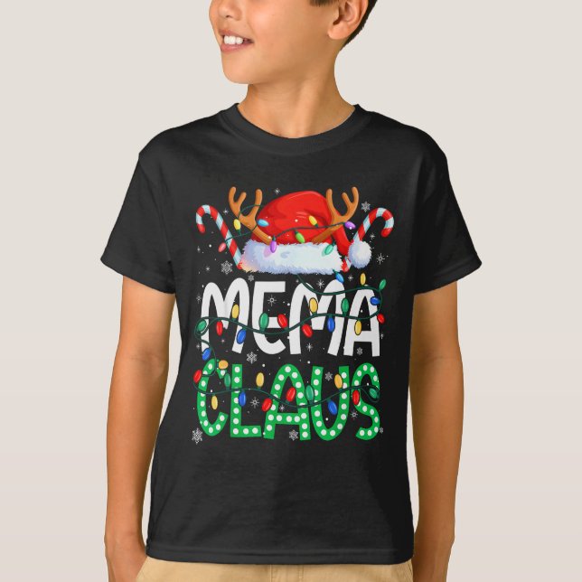 Camiseta Mema Claus Christmas Lights Pajama Family Matching (Anverso)