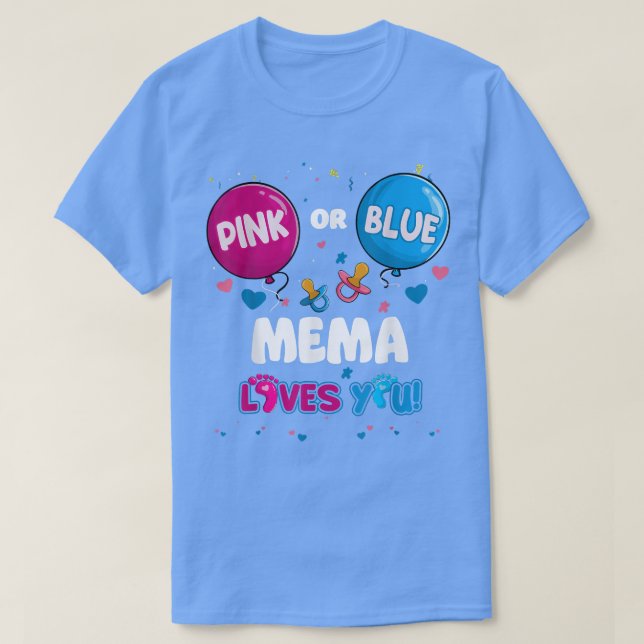 Camiseta Mema de globo rosa o azul te ama el género revelad (Diseño del anverso)