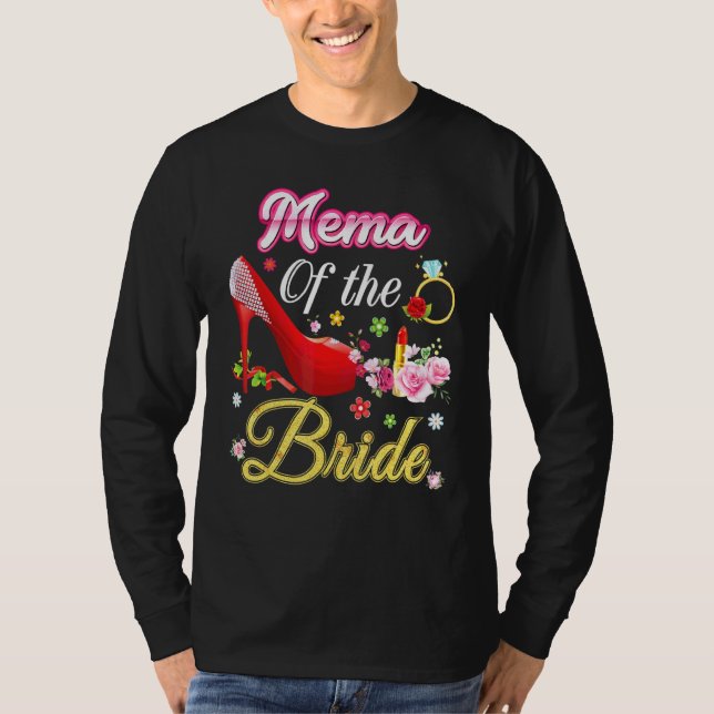 Camiseta Mema De La Novia Feliz Boda Flor Zapato Rosa M (Anverso)