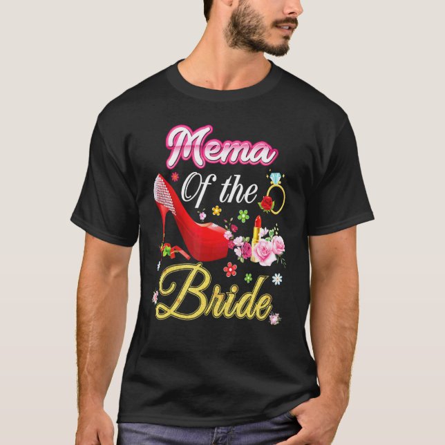 Camiseta Mema De La Novia Feliz Boda Flor Zapato Rosa M (Anverso)