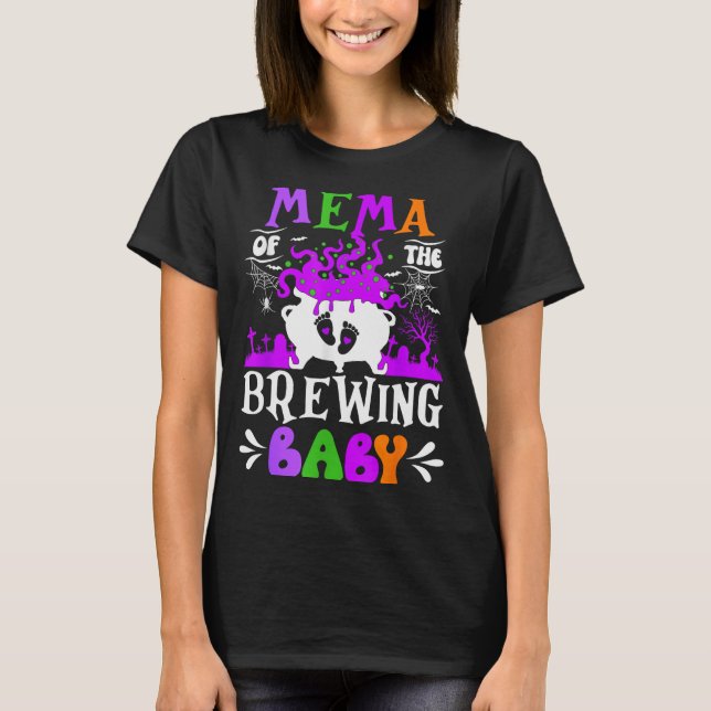Camiseta Mema Of The Brewing Baby Grandma To Be Halloween  (Anverso)